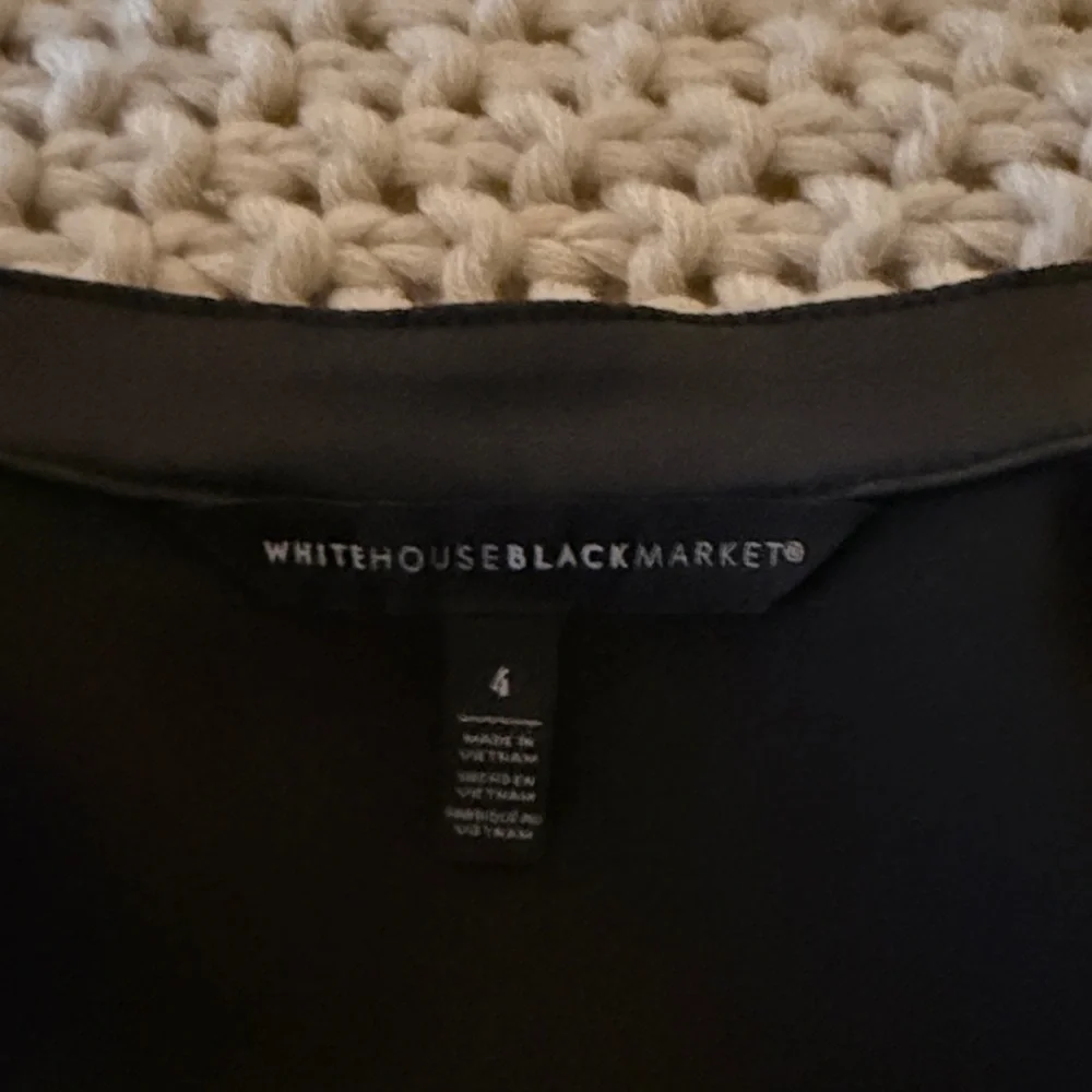 White House Black Market Coated Denim Puff Sleeve Blouse - Picture 9 of 10